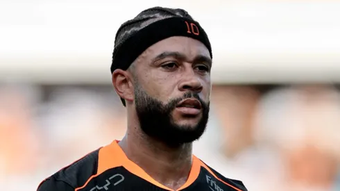 Memphis Depay jogador do Corinthians durante partida contra o Santos no estadio Vila Belmiro pelo campeonato Brasileiro A 2026. Foto: Marcello Zambrana/AGIF