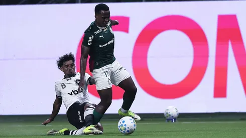Jhon Arias jogador do Palmeiras disputa lance com Medina jogador do Botafogo. Foto: Ettore Chiereguini/AGIF