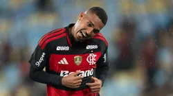 Samuel Lino jogador do Flamengo comemora seu gol durante partida contra o Remo no estadio Maracana pelo campeonato Brasileiro A 2026. Foto: Jorge Rodrigues/AGIF