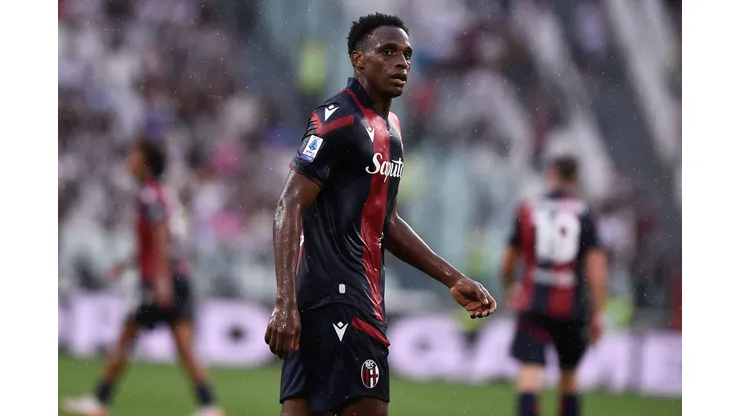 Jhon Lucumí (Bologna FC) durante a partida de futebol da Serie A entre Juventus FC e Bologna no Allianz Stadium, em 27 de agosto de 2023, em Turim, Itália. Contributor: Hellraiser Photo Agency
