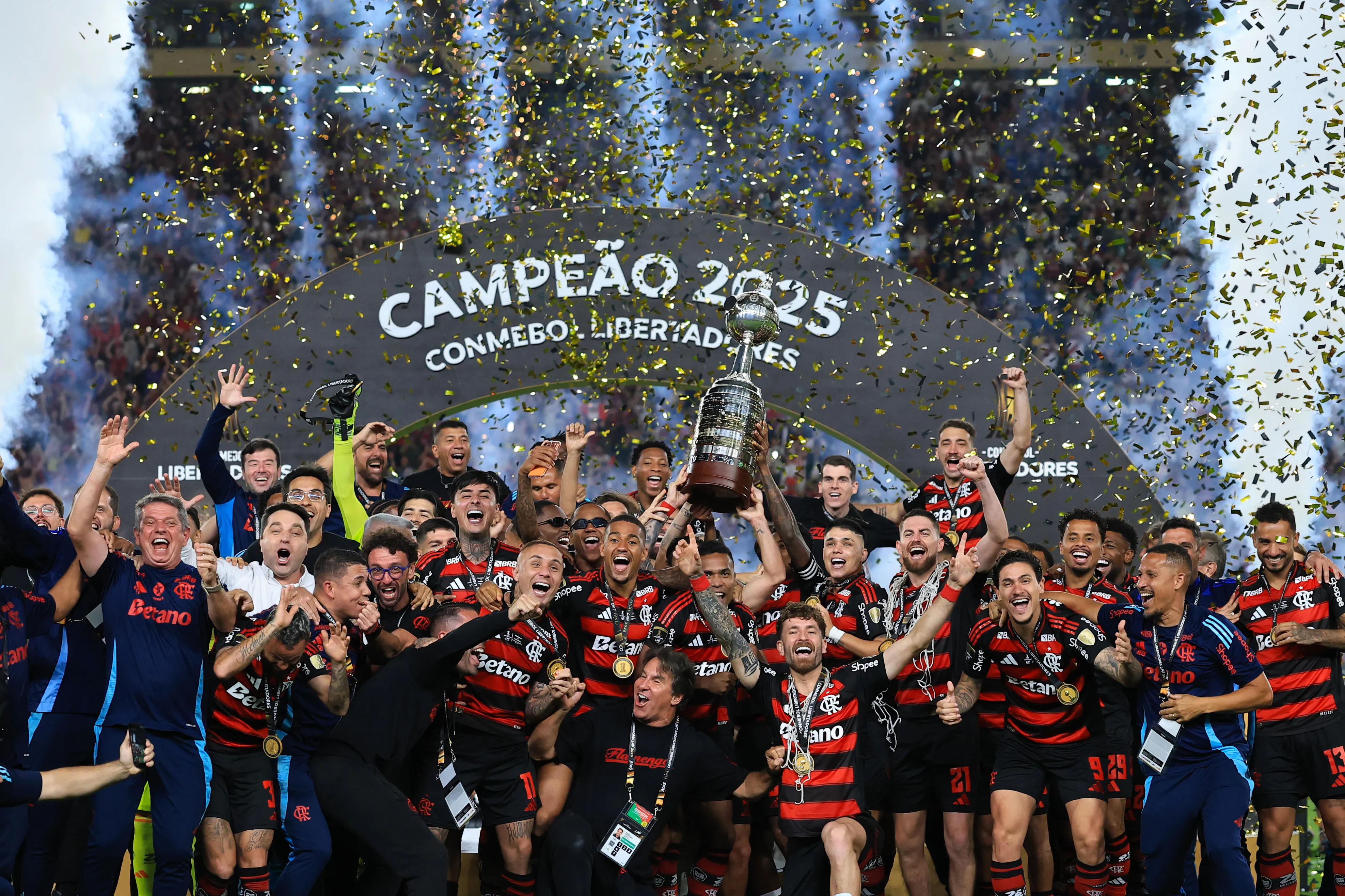Atual campeão, Flamengo terá grupo com desafios na edição de 2026 da Libertadores – Foto: Buda Mendes/Getty Images