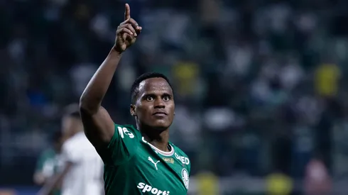 SP - SAO PAULO - 18/03/2026 - BRASILEIRO A 2026, PALMEIRAS X BOTAFOGO - Jhon Arias jogador do Palmeiras comemora seu gol durante partida contra o Botafogo no estadio Arena Allianz Parque pelo campeonato Brasileiro A 2026. Foto: Ettore Chiereguini/AGIF