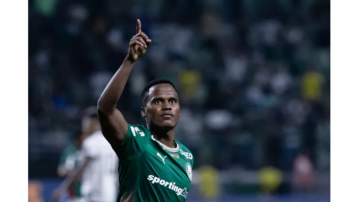 SP - SAO PAULO - 18/03/2026 - BRASILEIRO A 2026, PALMEIRAS X BOTAFOGO - Jhon Arias jogador do Palmeiras comemora seu gol durante partida contra o Botafogo no estadio Arena Allianz Parque pelo campeonato Brasileiro A 2026. Foto: Ettore Chiereguini/AGIF