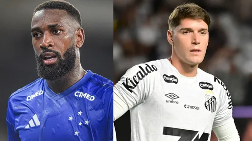 Gerson e Rollheiser vão se enfrentar em Cruzeiro x Santos - Fotos: Thiago Ribeiro/AGIF e Jota Erre/AGIF