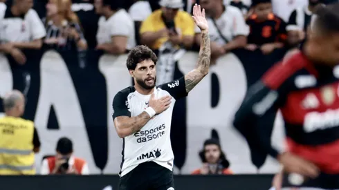 Yuri Alberto jogador do Corinthians comemora seu gol durante partida contra o Flamengo. Foto: Marcello Zambrana/AGIF
