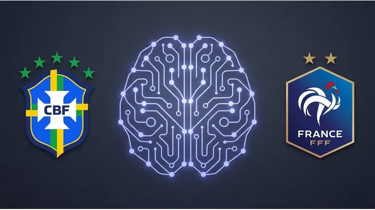 Previsão da Inteligência Artificial para Brasil x França. Foto: Gerada por IA/Gemini