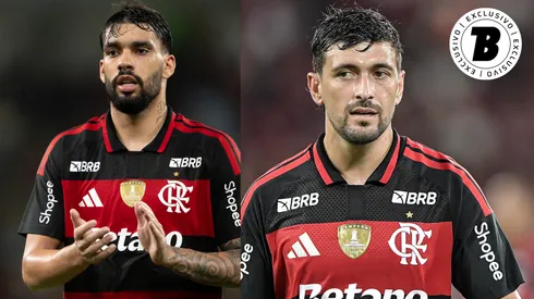 Paquetá e Arrascaeta vivem momento diferentes no Flamengo – Fotos: Jorge Rodrigues/AGIF e Thiago Ribeiro/AGIF