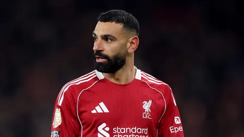 Mohamed Salah of Liverpool during the Premier League match between Liverpool and Sunderland at Anfield on December 03, 2025 in Liverpool, England. (Photo by Carl Recine/Getty Images)