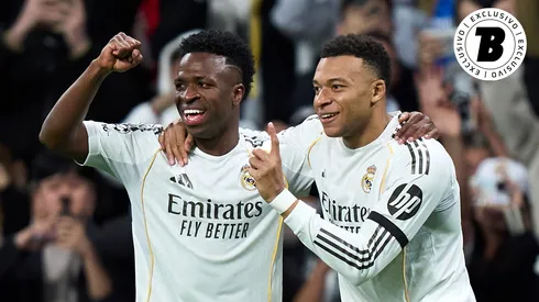 Vinícius Júnior x Mbappé. Foto: Angel Martinez/Getty Images