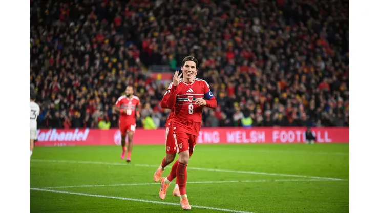 Eliminatórias da Copa do Mundo da FIFA, País de Gales contra Macedônia do Norte; Harry Wilson, do País de Gales, comemora seu terceiro gol (hat-trick) aos 81 minutos Contributor:Action Plus Sports Images