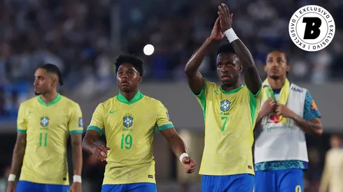Jogadores da Seleção Brasileira após confronto na Eliminatória Sul-Americana para a Copa do Mundo de 2026. Foto: Daniel Jayo/Getty Images
