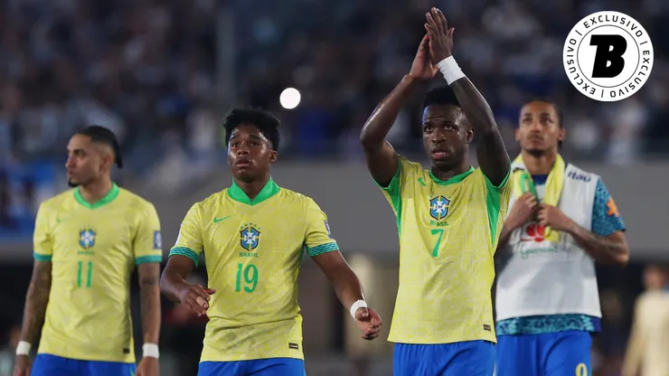 Jogadores da Seleção Brasileira após confronto na Eliminatória Sul-Americana para a Copa do Mundo de 2026. Foto: Daniel Jayo/Getty Images