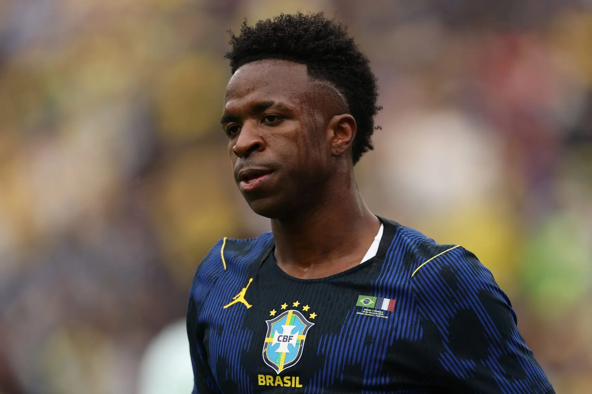 Vinícius Júnior em Brasil x França nos Estados Unidos.