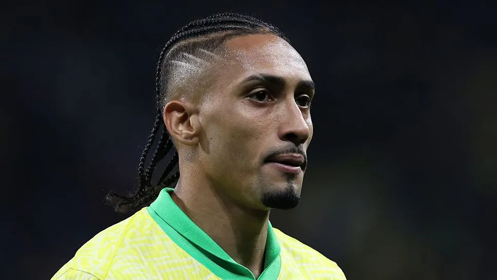 Raphinha pelo Brasil. Foto: Ricardo Moreira/Getty Images