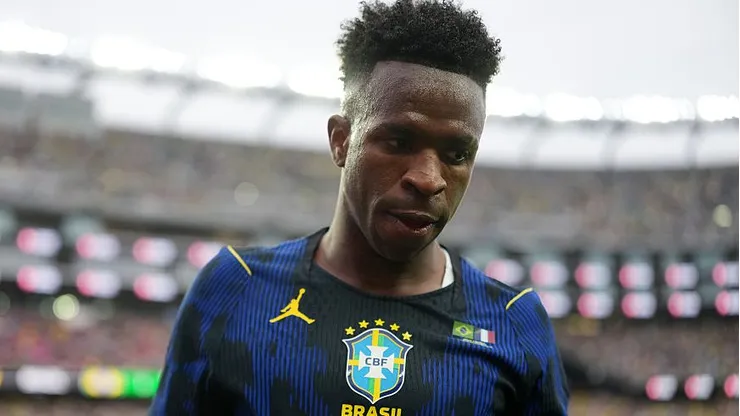 Vini Jr. durante a partida contra a França - (Photo by Michael Owens/Getty Images)