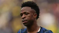 Vinicius Junior of Brazil looks on during the international friendly match between Brazil and France at Gillette Stadium on March 26, 2026 in Foxborough, Massachusetts. (Photo by Maddie Meyer/Getty Images)