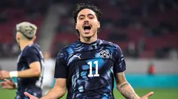 Meia do Palmeiras em estreia pela seleção paraguaia em amistoso contra a Grécia, em Atenas. Foto: Milos Bicanski/Getty Images