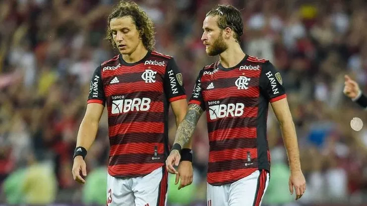 David Luiz e Léo Pereira. Foto: Marcelo Cortes/Flamengo