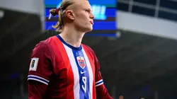 Erling Haaland, da Noruega, durante a partida das Eliminatorias Europeias para a Copa do Mundo da FIFA 2026 entre Israel e Noruega no Nagyerdei Stadion Contributor: SFSI