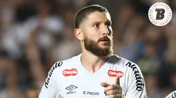 Zé Rafael jogador do Santos comemora seu gol durante partida contra o São Paulo no estádio Vila Belmiro pelo campeonato Brasileiro A 2026.