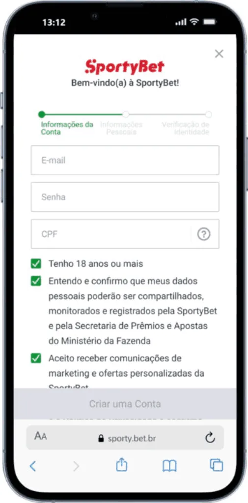 SportyBet Criar Conta