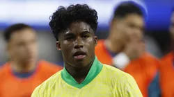 Endrick of Brazil walks out the pitch after the CONMEBOL Copa America 2024 Group D match between Brazil and Costa Rica at SoFi Stadium on June 24, 2024 in Inglewood, California. (Photo by Buda Mendes/Getty Images)