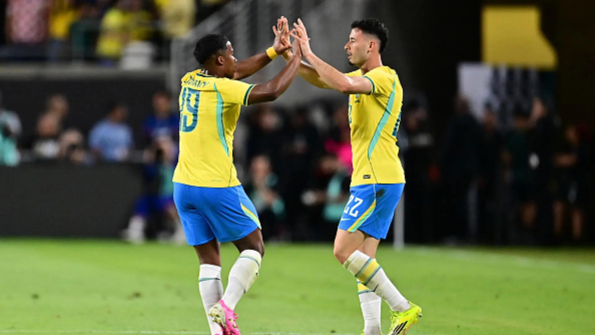 Endrick supera Martinelli e Vini Jr em eficiência e ganha força na Seleção Brasileira — Foto Photo by Julio AguilarGetty Images