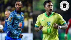 Vini Jr e Rodrygo são os destaques da Era Ancelotti - Fotos: Fabio Giannelli/AGIF e Luis Garcia/AGIF