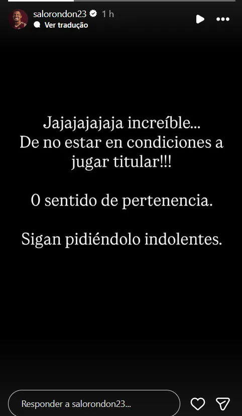 Rondon solta indireta para Savarino. Foto: Reprodução.