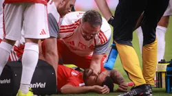 Bruno Tabata jogador do Internacional sofre concussao durante partida contra o Sao Paulo no estadio Beira-Rio pelo campeonato Brasileiro A 2026.
