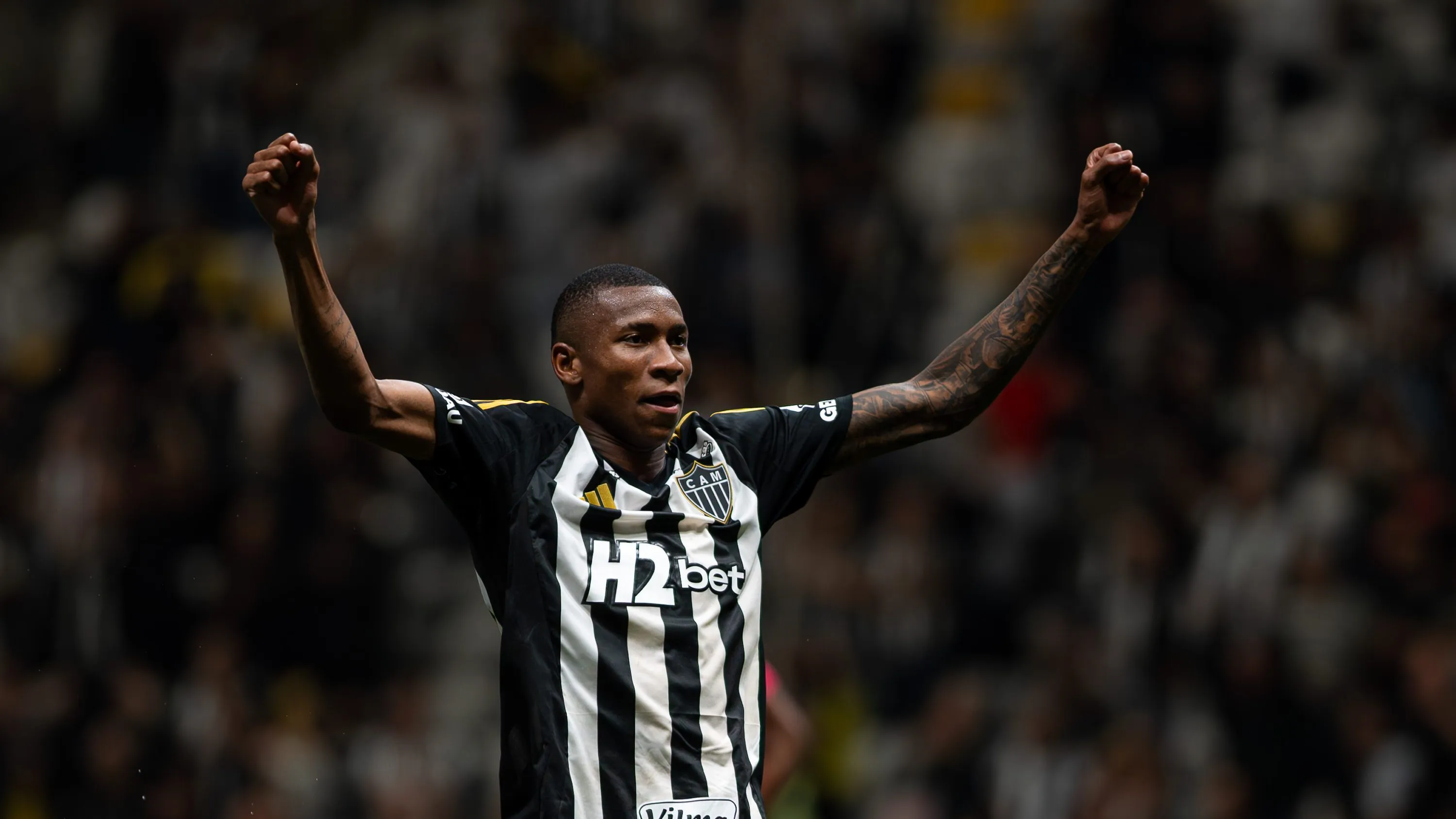Patrick comemora seu gol durante partida contra o Maringa no estadio Arena MRV pela Copa Do Brasil 2025. Foto: Alessandra Torres/AGIF