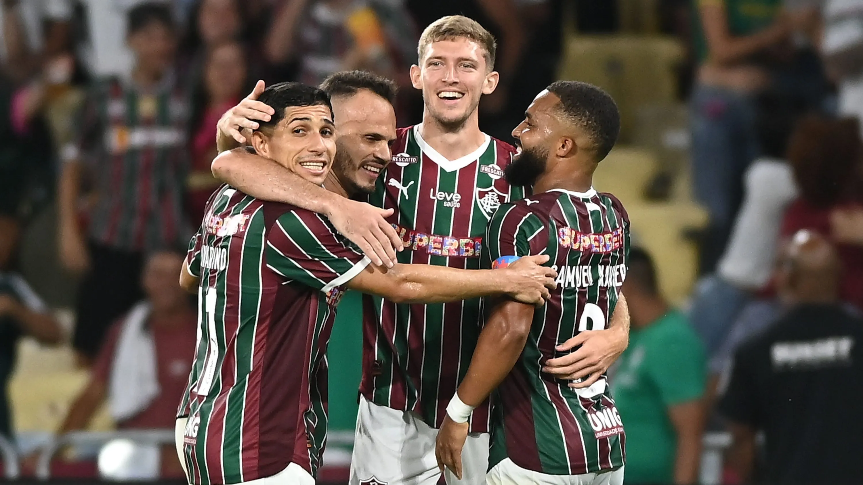 Rodrigo Castillo jogador do Fluminense comemora seu gol durante partida contra o Corinthians no estadio Maracana pelo campeonato Brasileiro A 2026. Foto: Jayson Braga/AGIF
