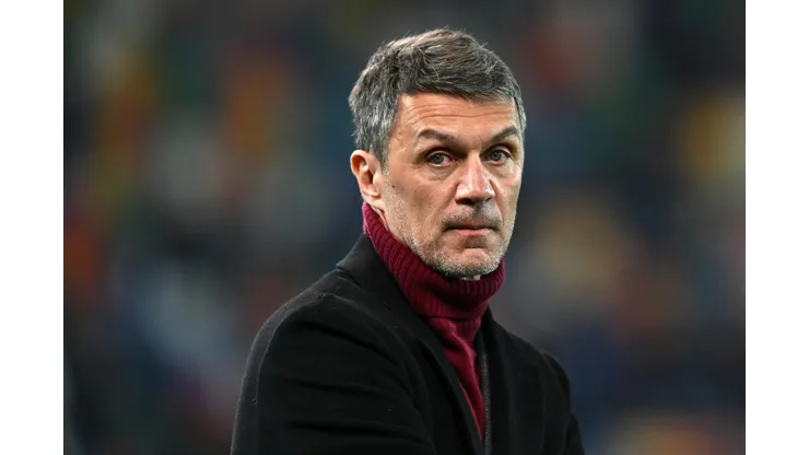 UDINE, ITALY - MARCH 18: Paolo Maldini, Technical Director of AC Milan, looks on prior to the Serie A match between Udinese Calcio and AC Milan at Dacia Arena on March 18, 2023 in Udine, Italy. (Photo by Alessandro Sabattini/Getty Images)