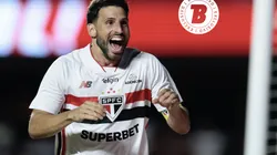 Calleri jogador do São Paulo comemora seu gol durante partida contra o Grêmio no estádio Morumbi pelo campeonato Brasileiro A 2026. Foto: Marcello Zambrana/AGI