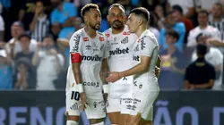 Moises jogador do Santos comemora seu gol durante partida contra o Remo no estadio Vila Belmiro pelo campeonato Brasileiro A 2026. Foto: Mauricio De Souza/AGIF