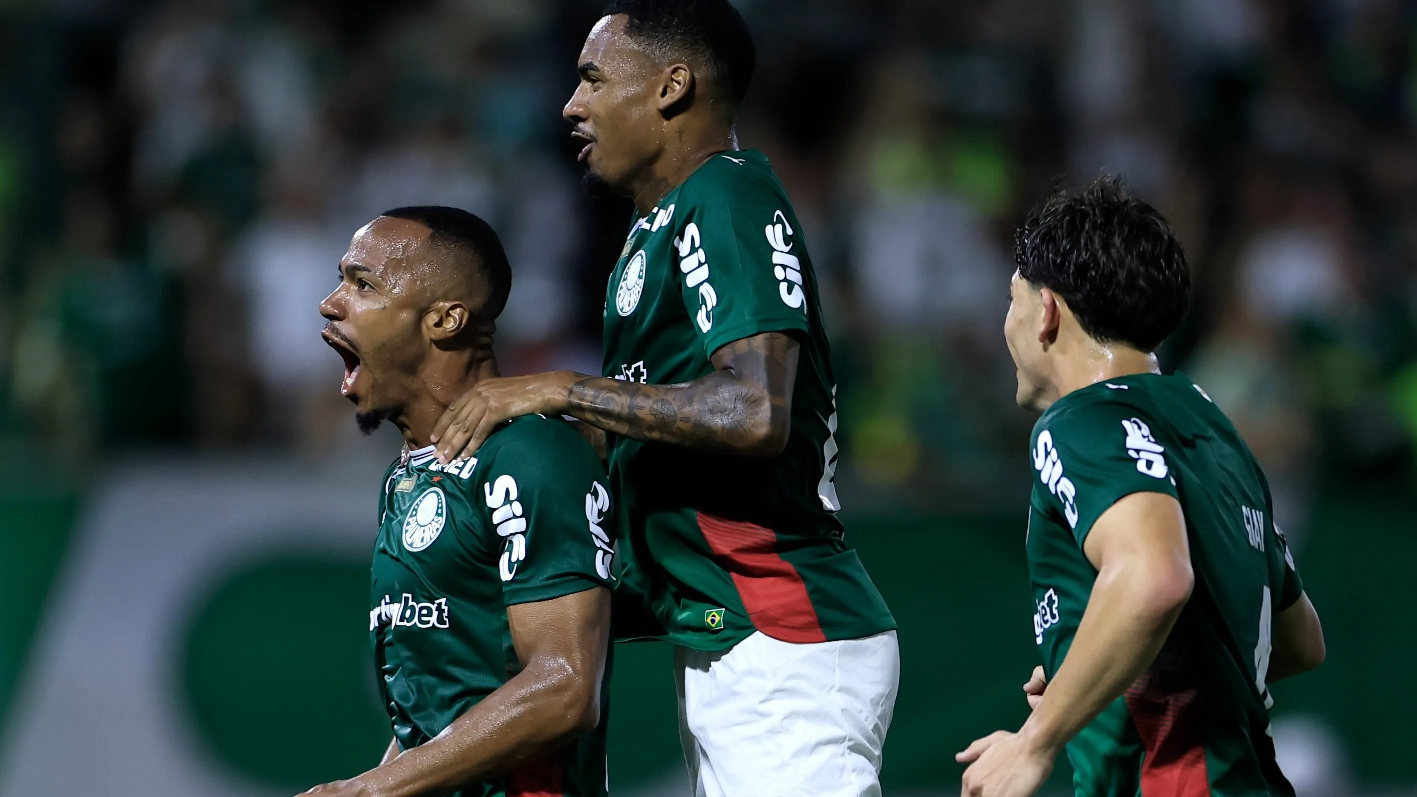 Jogadores do Palmeiras comemorando gol. Foto: Marcello Zambrana/AGIF