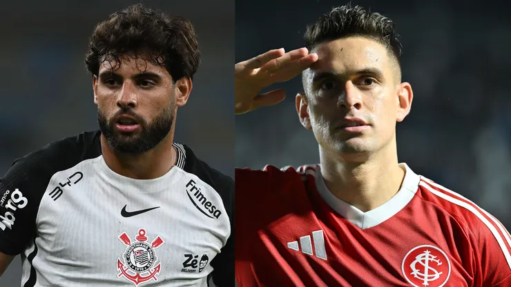 Yuri Alberto e Borré vão se enfrentar em Corinthians x Inter - Fotos: Jayson Braga/AGIF e Jota Erre/AGIF