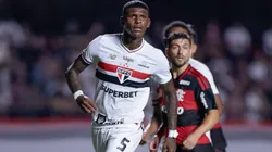 Arboleda jogador do Sao Paulo durante partida contra o Flamengo no estadio Morumbi pelo campeonato Brasileiro A 2026. Foto: Marcello Zambrana/AGIF