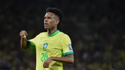 Estêvão comemora gol pela Seleção Brasileira