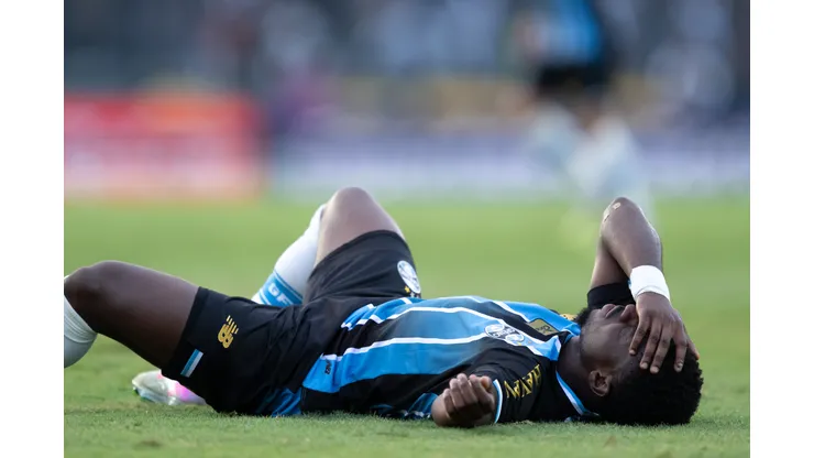 Amuzu jogador do Gremio durante partida contra o Vasco no estadio Sao Januario pelo campeonato Brasileiro A 2026. Foto: Jorge Rodrigues/AGIF