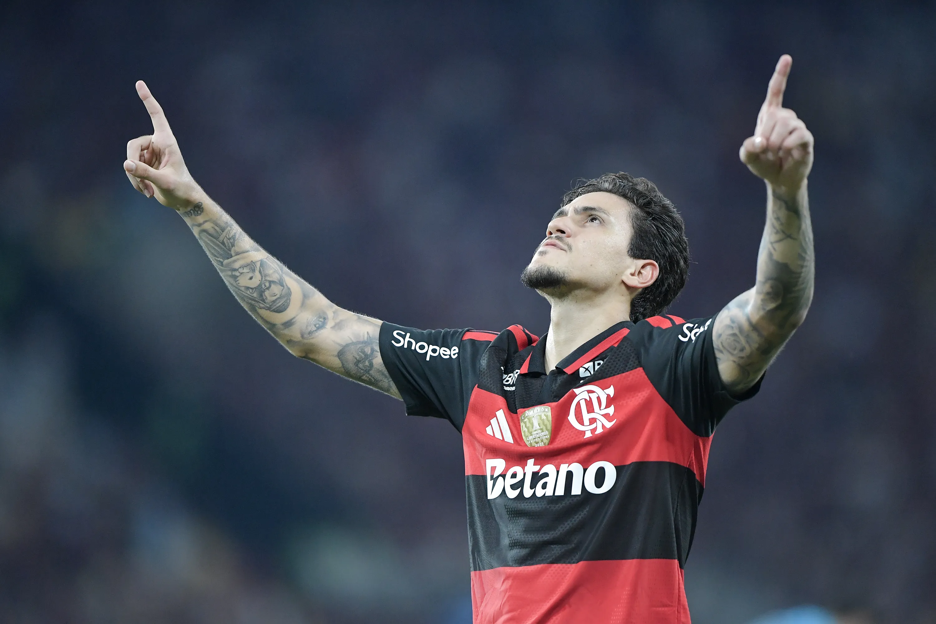 Pedro comemora seu gol contra o Santos. Foto: Thiago Ribeiro/AGIF