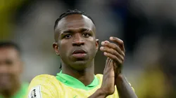 - Jogadores do Selecao Brasileira Vinicius Junior, Casemiro e Rafinha comemoram vitoria ao final da partida contra o Paraguai