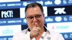 O presidente Marcelo Teixeira fala aos jornalistas durante apresentacao oficial de Gabriel Barbosa (Gabigol) como jogador do Santos FC em coletiva de imprensa realizada no Vila Belmiro. Foto: Mauricio De Souza/AGIF