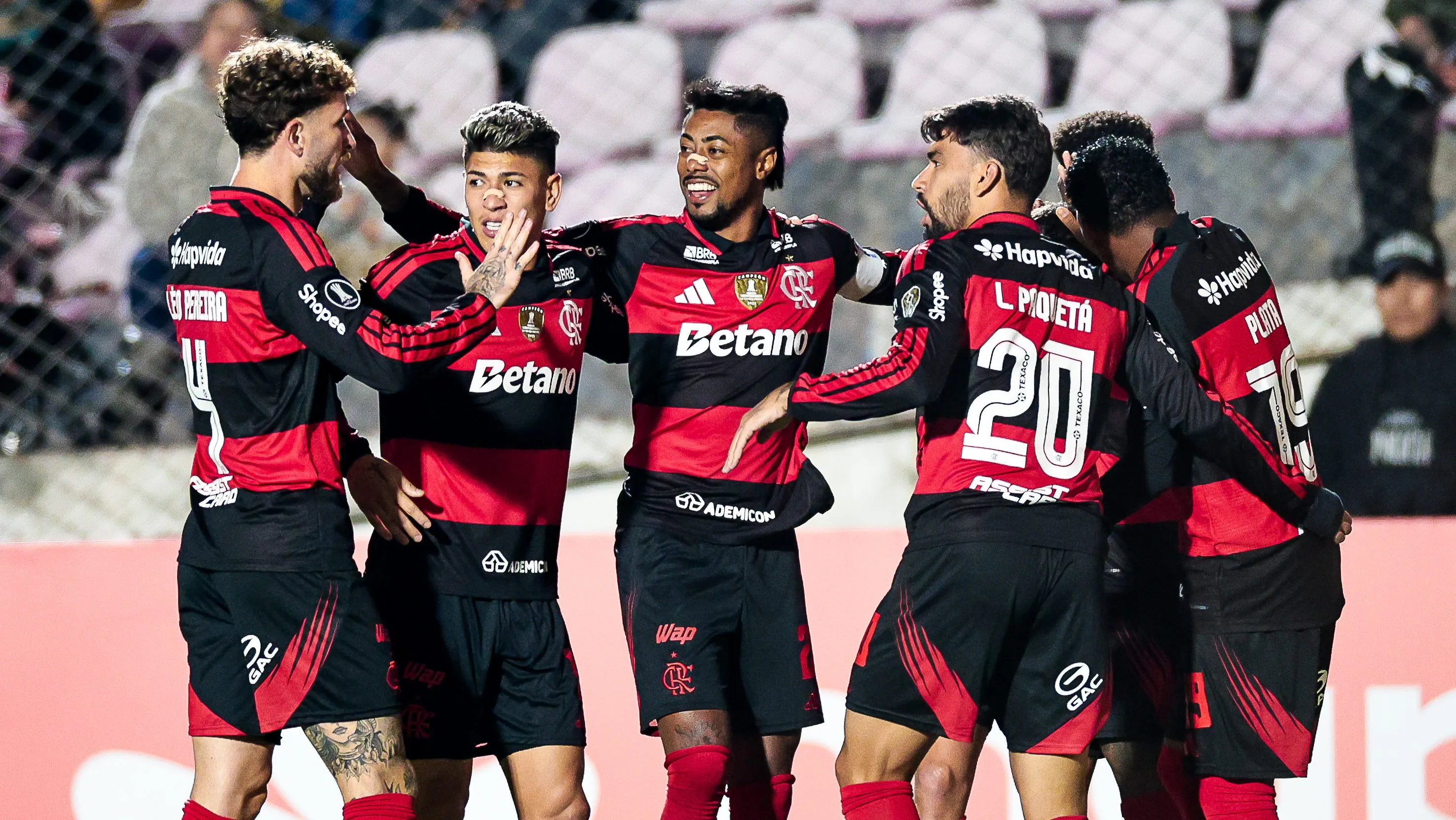 Bruno Henrique comemora seu gol em Cusco x Flamengo. Foto: Gilvan de Souza/Flamengo