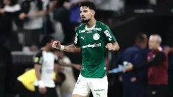 Flaco Lopez jogador do Palmeiras comemora seu gol durante partida contra o Corinthians no estadio Arena Corinthians pelo campeonato Paulista 2026. Foto: Marcello Zambrana/AGIF