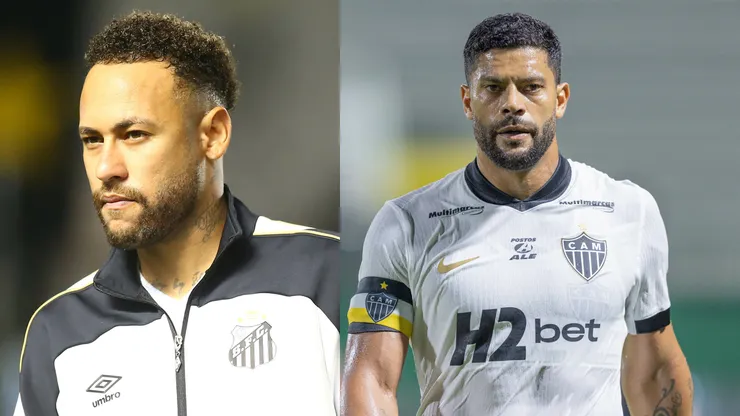 Neymar e Hulk vão se enfrentar em Santos x Atlético-MG - Fotos: Mauricio De Souza/AGIF e Liamara Polli/AGIF
