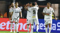 Moisés jogador do Santos comemora seu gol durante partida contra o Atlético-MG. Foto: Mauricio De Souza/AGIF