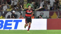 Pedro jogador do Flamengo comemora seu gol durante partida contra o Fluminense. Foto: Thiago Ribeiro/AGIF