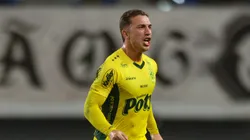 Nathan Fogaça jogador do Mirassol comemora seu gol durante partida contra o Remo. Foto: Fernando Torres/AGIF