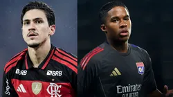 Pedro, do Flamengo, tem feito a diferença nos últimos jogos - Fotos: Thiago Ribeiro/AGIF e Manuel Alvarez Rey/Getty Images